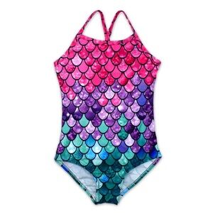 Girls One Piece Swimsuits Blue Pink Sport Halter Swimwear Bathing Suit 12y